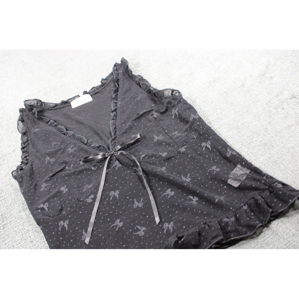Electric Behaviour Black Mesh Bow Butterfly Ruffle Tank Top Coquette Medium
